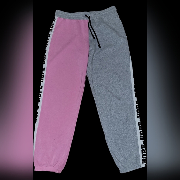 No Boundaries Pants - Womens Pink & Gray Two Toned Fleece Joggers Size Medium